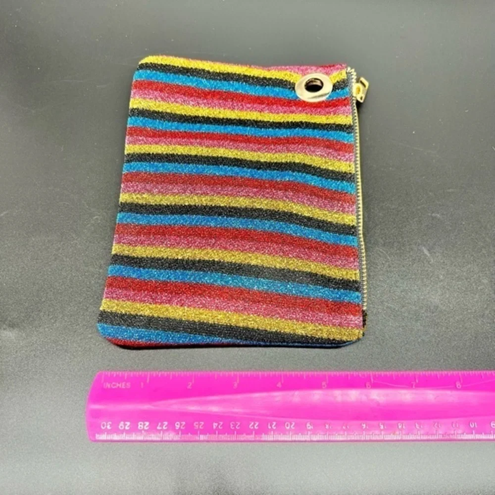 Shimmery striped clutch or makeup bag